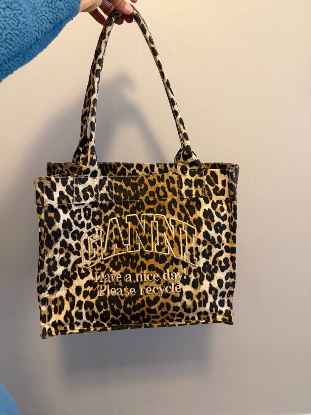 Ganni Leopard-Print Tote in Brown and Black
